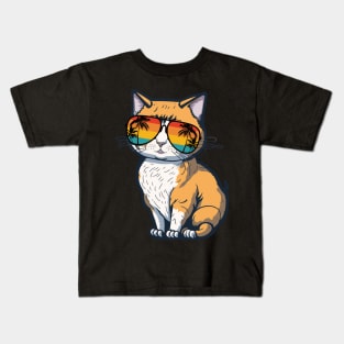 Cool Feline in Shades: Whiskered Purrfection for Cat Miaw Lovers Kids T-Shirt